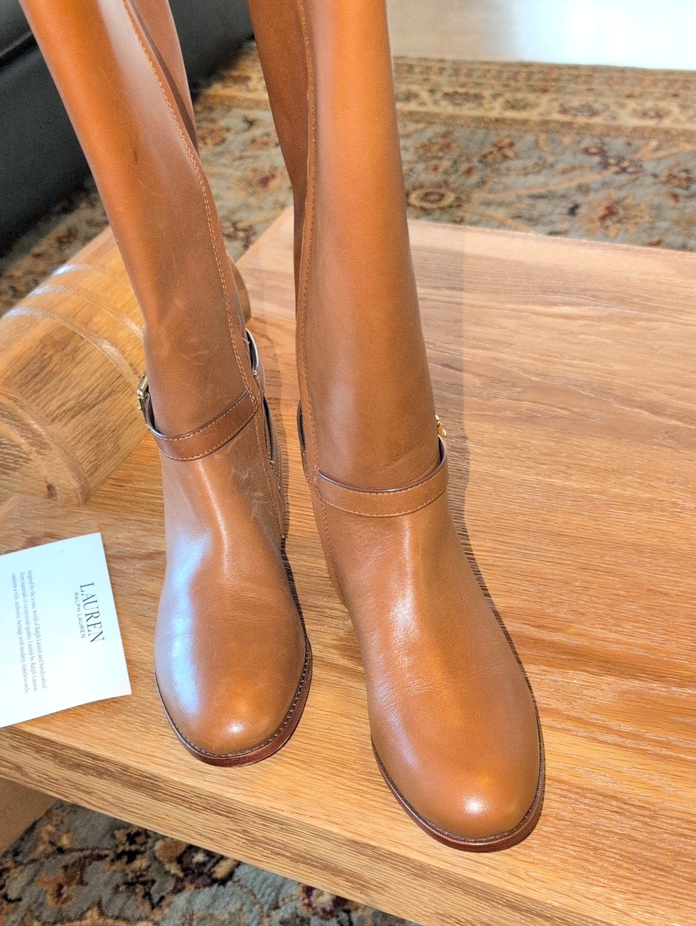 Lauren Ralph Lauren Brown Leather Riding Boots Size 8 New - Picture 4 of 15